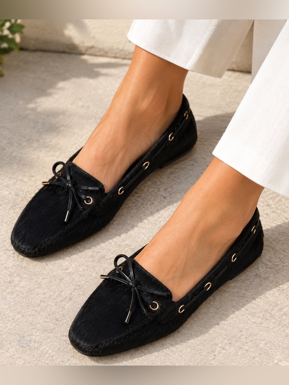 Gianni Bini Black Calf Hair Lace-Up Flat Loafers
Boat Shoes Moccasins